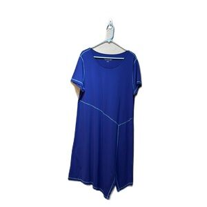 Soft Surroundings Contrast Seam Asymmetric Tee Dress Royal Blue Midi Dress XL